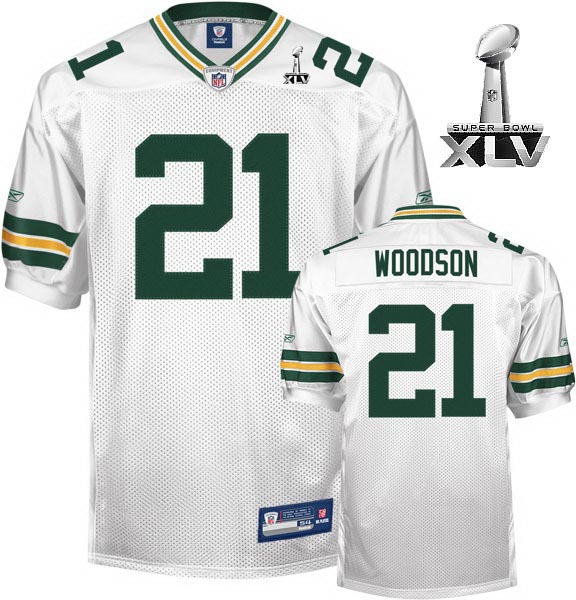 Packers #21 Charles Woodson White Super Bowl XLV Stitched NFL Jersey