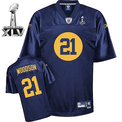 Packers #21 Charles Woodson Blue Bowl Super Bowl XLV Stitched NFL Jersey