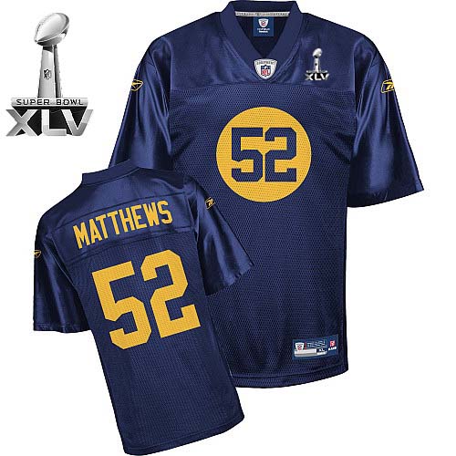 Packers #52 Clay Matthews Blue Super Bowl XLV Stitched NFL Jersey
