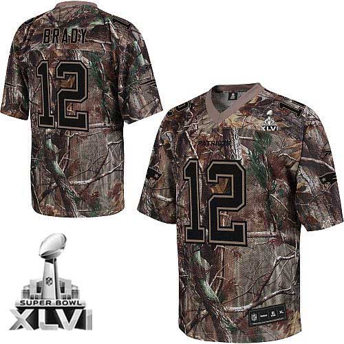 Patriots #12 Tom Brady Camouflage Realtree Super Bowl XLVI Stitched NFL Jersey