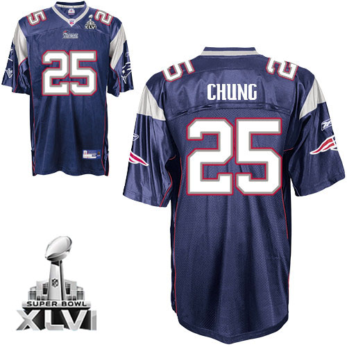 Patriots #25 Patrick Chung Dark blue Super Bowl XLVI Stitched NFL Jersey