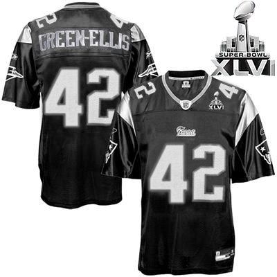 Patriots 42# Green Ellis Black Shadow Super Bowl XLVI Stitched NFL Jersey