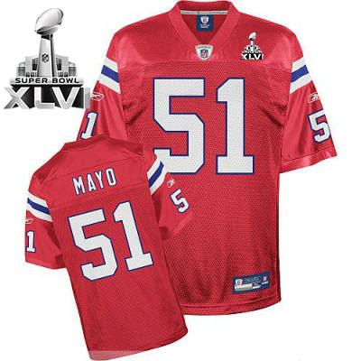 Patriots #51 Jerod Mayo Red Alternate Super Bowl XLVI Stitched NFL Jersey