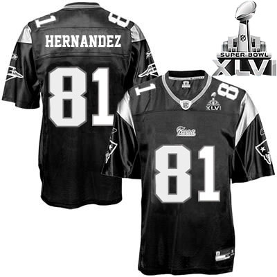 Patriots #81 Aaron Hernandez Black Shadow Super Bowl XLVI Stitched NFL Jersey
