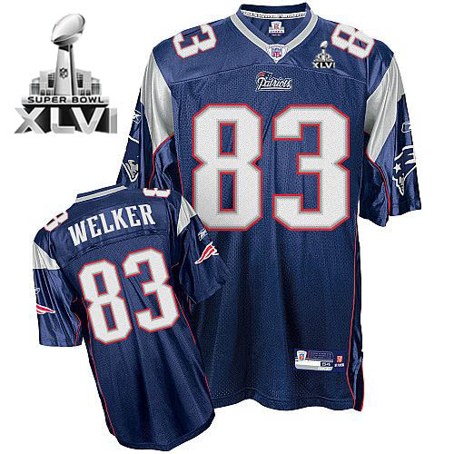 Patriots #83 Wes Welker Dark Blue Super Bowl XLVI Stitched NFL Jersey