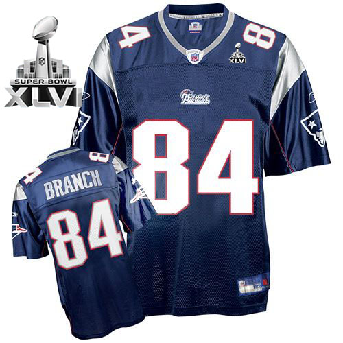 Patriots #84 Deion Branch Dark Blue Super Bowl XLVI Stitched NFL Jersey