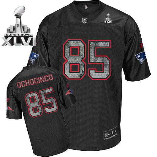 Sideline Black United Patriots #85 Chad Ochocinco Black Super Bowl XLVI Stitched NFL Jersey