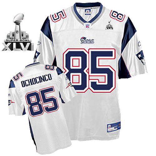 Patriots #85 Chad Ochocinco White Super Bowl XLVI Stitched NFL Jersey