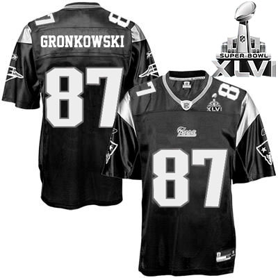Patriots #87 Rob Gronkowski Black Shadow Super Bowl XLVI Stitched NFL Jersey