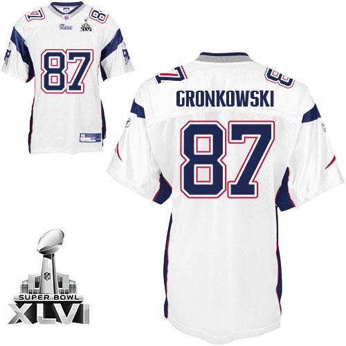 Patriots #87 Rob Gronkowski White Super Bowl XLVI Stitched NFL Jersey