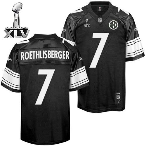Steelers #7 Ben Roethlisberger Black Shadow Super Bowl XLV Stitched NFL Jersey