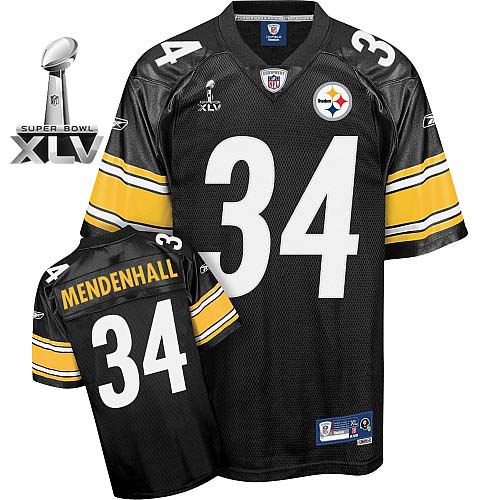 Steelers #34 Rashard Mendenhall Black Super Bowl XLV Stitched NFL Jersey