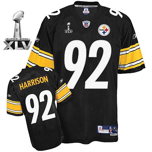 Steelers #92 James Harrison Black Super Bowl XLV Stitched NFL Jersey