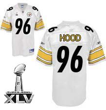 Steelers #96 Evander Hood White Super Bowl XLV Stitched NFL Jersey