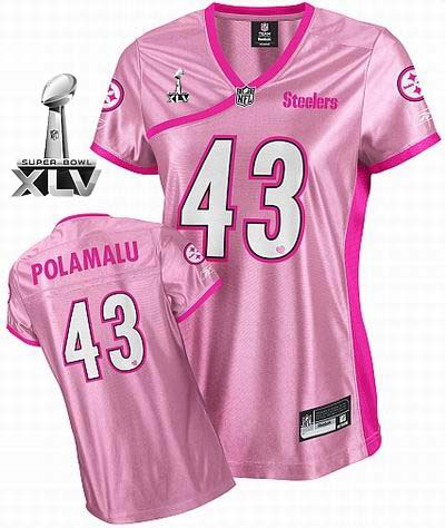 Steelers #43 Troy Polamalu Pink Lady Super Bowl XLV Stitched NFL Jersey