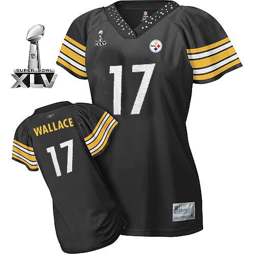 Steelers #17 Mike Wallace Black Women's Field Flirt Super Bowl XLV Stitched NFL Jersey