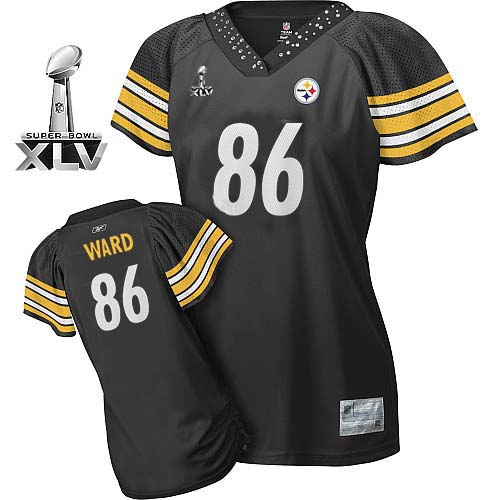 Steelers #86 Hines Ward Black Women's Field Flirt Super Bowl XLV Stitched NFL Jersey