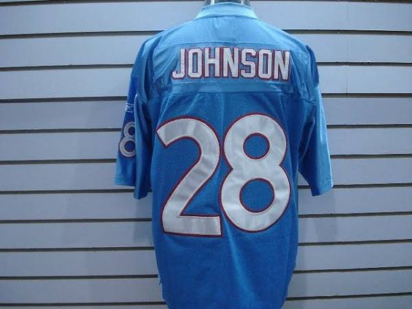 Titans #28 Chris Johnson Stitched Baby Blue With AFL 50TH Anniversary Patch NFL Jersey