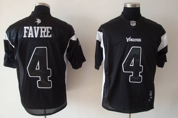 Vikings #4 Brett Favre Black Shadow Stitched NFL Jersey