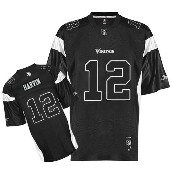 Vikings #12 Percy Harvin Black Shadow Stitched NFL Jersey