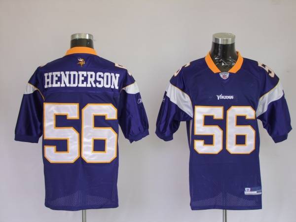 Vikings #56 E.J. Henderson Purple Stitched NFL Jersey