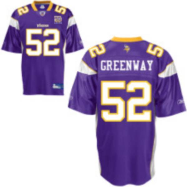Vikings #52 Chad Greenway Purple Team 50TH Patch Stitched NFL Jersey