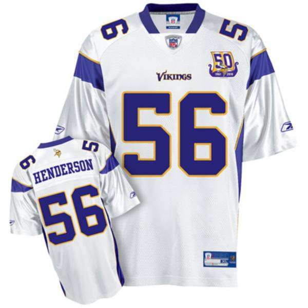 Vikings #56 E.J. Henderson White Team 50TH Patch Stitched NFL Jersey