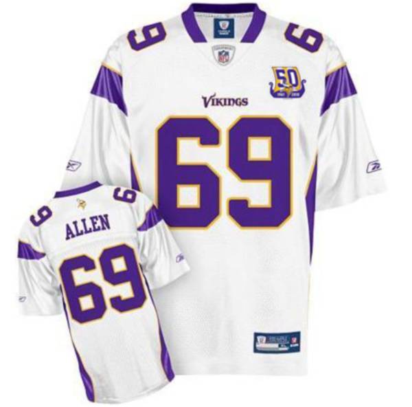 Vikings #69 Jared Allen White Team 50TH Patch Stitched NFL Jersey