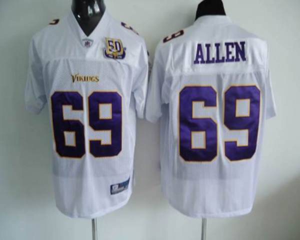 Vikings #69 Jared Allen All White Team 50TH Patch Stitched NFL Jersey