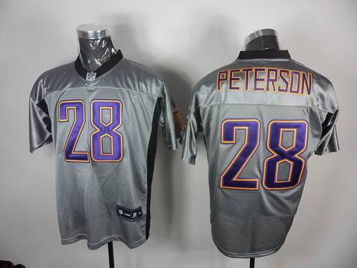 Vikings #28 Adrian Peterson Grey Shadow Stitched NFL Jersey