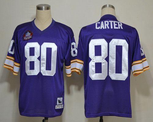 Mitchell And Ness Vikings #80 Cris Carter Purple Stitched Throwback NFL Jersey