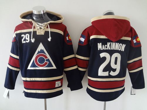 Avalanche #29 Nathan MacKinnon Navy Blue Sawyer Hooded Sweatshirt Stitched NHL Jersey