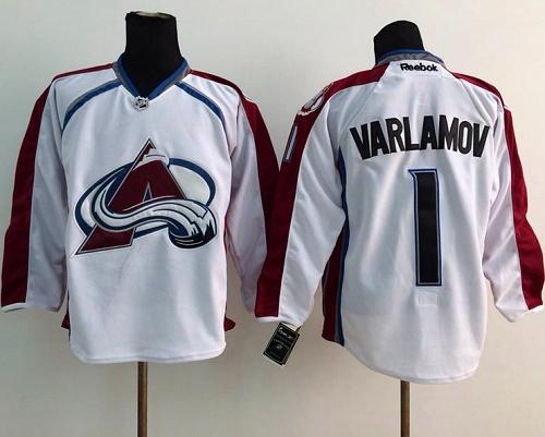 Avalanche #1 Semyon Varlamov White Stitched NHL Jersey