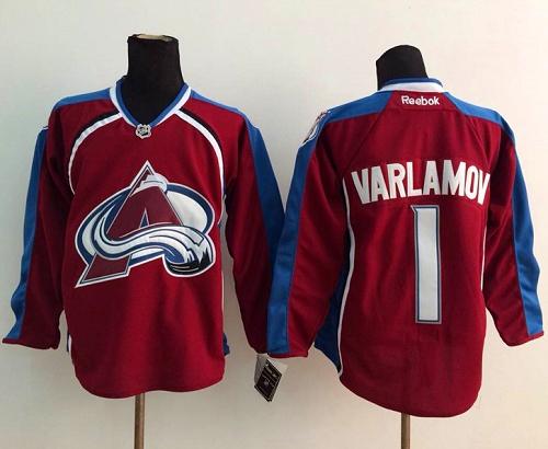 Avalanche #1 Semyon Varlamov Red Stitched NHL Jersey
