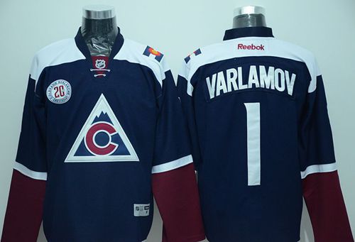 Avalanche #1 Semyon Varlamov Navy Blue Alternate Stitched NHL Jersey