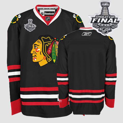 Blackhawks Stitched Blank Black With Stanley Cup Finals NHL Jersey