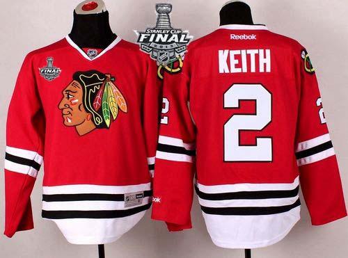 Blackhawks #2 Duncan Keith Stitched Red With Stanley Cup Finals NHL Jersey