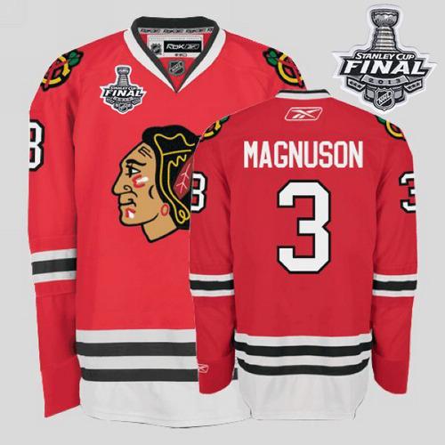 Blackhawks #3 Keith Magnuson Stitched Red With Stanley Cup Finals NHL Jersey