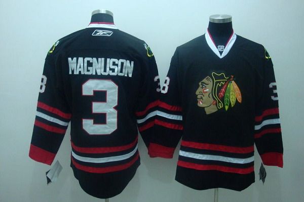 Blackhawks #3 Keith Magnuson Stitched Black NHL Jersey