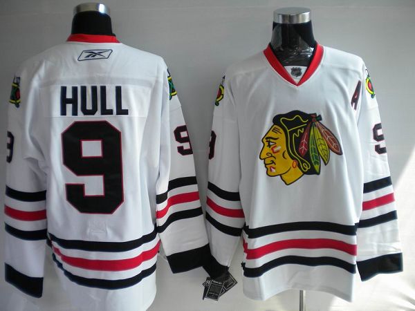 Blackhawks #9 Bobby Hull Stitched White NHL Jersey