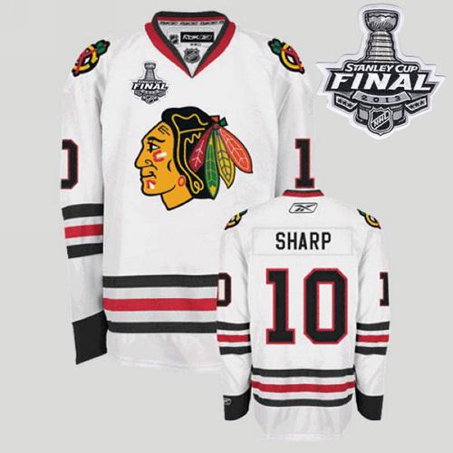 Blackhawks #10 Patrick Sharp Stitched White With Stanley Cup Finals NHL Jersey