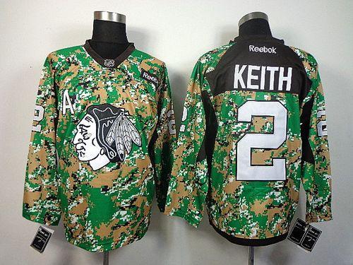 Blackhawks #2 Duncan Keith Camo Veterans Day Practice Stitched NHL Jersey