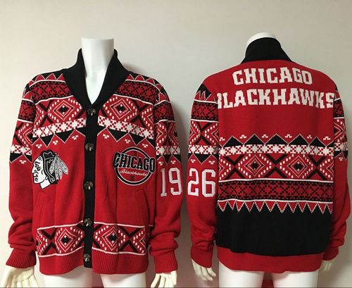Men's Chicago Blackhawks Red Ugly Sweater Cardigan