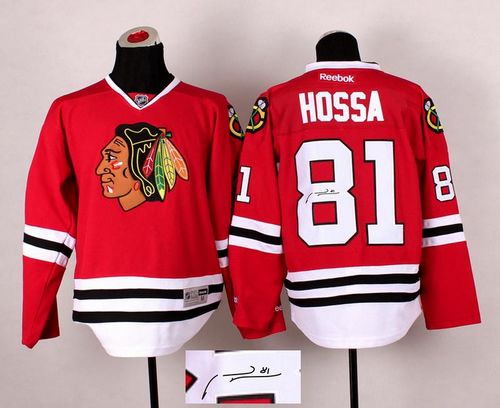 Blackhawks #81 Marian Hossa Red Autographed Stitched NHL Jersey