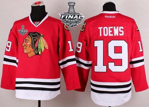 Blackhawks #19 Jonathan Toews Stitched Red With Stanley Cup Finals NHL Jersey