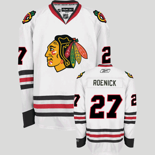 Blackhawks #27Jeremy Roenick Stitched White NHL Jersey
