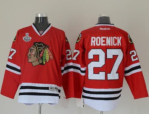 Blackhawks #27 Jeremy Roenick Red Stitched With Stanley Cup Finals NHL Jersey