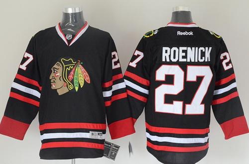 Blackhawks #27Jeremy Roenick Black Stitched NHL Jersey