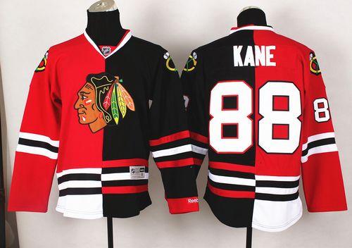 Blackhawks #88 Patrick Kane Red/Black Split Stitched NHL Jersey