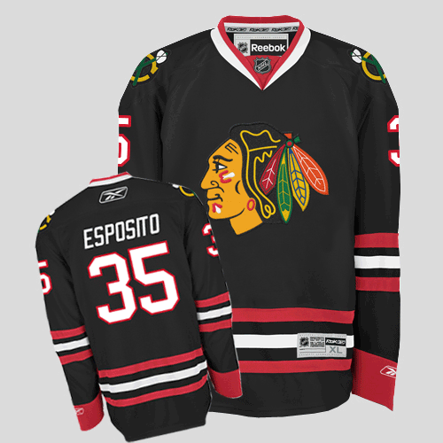 Blackhawks #35 Tony Esposito Stitched Black NHL Jersey